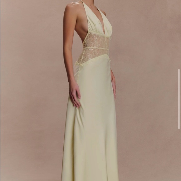 Meshki Dresses & Skirts - Meshki Dinah Lace And Satin Maxi Dress - Lemon / Yellow. Size Small